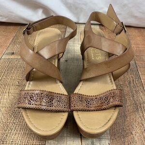 Coconuts by Matisse Women's 7 Leather Straps Wedge Slingback Boho Sandals Heels